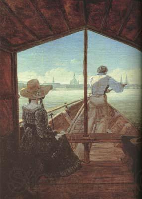 Carl Gustav Carus Boat Ride on the Elbe,near Dresden (mk10) Spain oil painting art